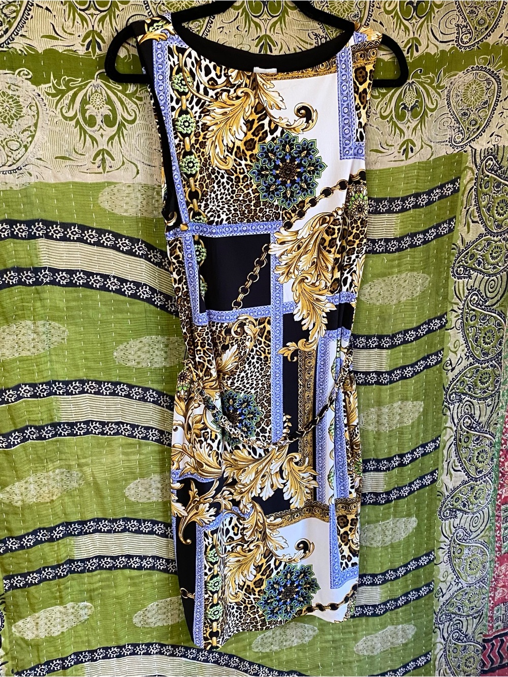 NWT Y2K Cache Baroque Rococo Print Bodycon Sleeveless Dress 6 Glam Office Siren - Picture 9 of 16